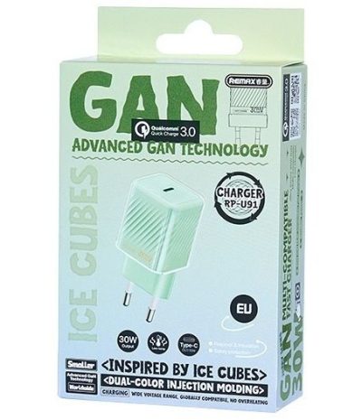 2 Remax 30W GaN PD QC Type-C Ultra Fast Fast Charger RP-U91