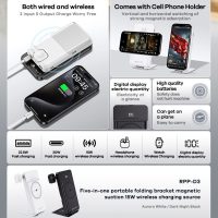 Baterie-5-in-1-Remax-RPP-D3-Incarcare-wireless-Magnetica-10.000mAh-USB-Type-C Remax RPP-D3 5-in-1 Portable Folding Wireless Charging 10000mAh Power Bank